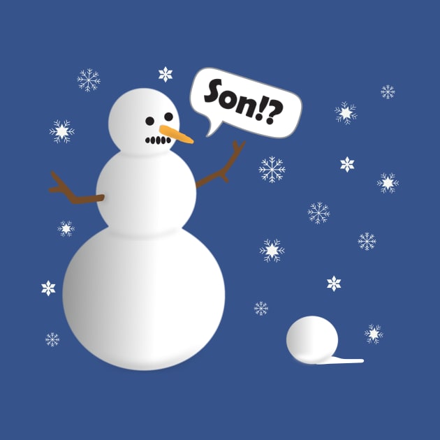 Funny Cartoon Father Snowman Mistakes a Snowball for His Son by Pixel Impressions Co