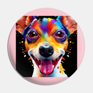 Cute Rat Terrier Puppy Dog Artwork Pin