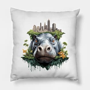 Hippopotamus Animal Beauty Nature Wildlife Discovery Pillow