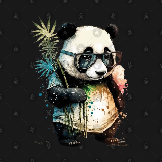 Artsy Shy Panda with Glasses ready for some Bamboo Eating by RailoImage