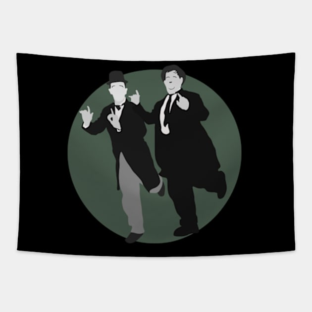 Laurel and Hardy - Sage Green Tapestry by Gallery XXII