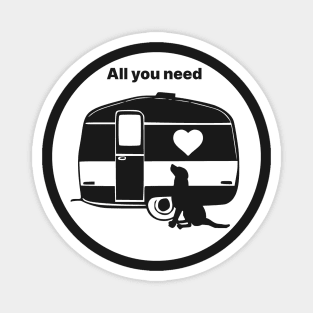 ALL YOU NEED HEART DOG CARAVAN WHITE2 Magnet