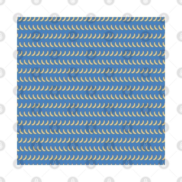 Bananas lined up on a blue background. Bananas in a row. Fruit pattern. by Sandra Hutter Designs