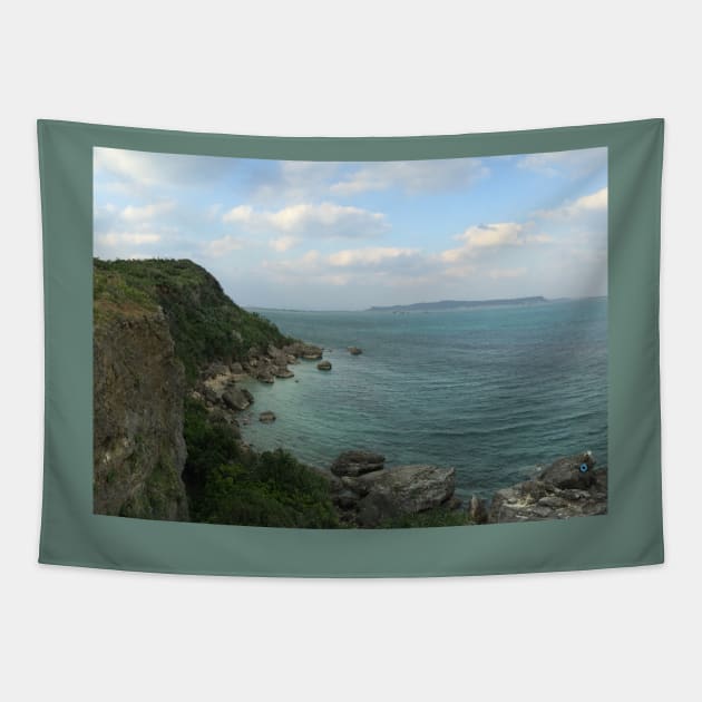 On the Cliff by the Sea Tapestry by AflipnCookie