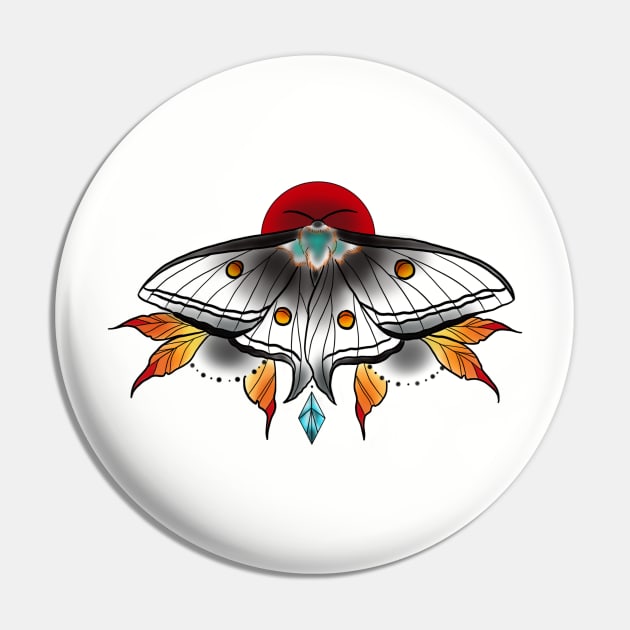 Neotraditional Moth Pin by OktInk