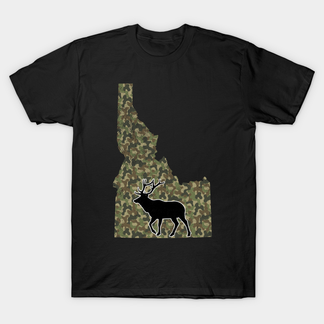 Camouflage Idaho Elk Hunting Graphic ID Elk Hunter - Idaho - T-Shirt