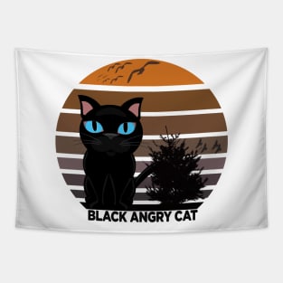 nice black angry cat Tapestry