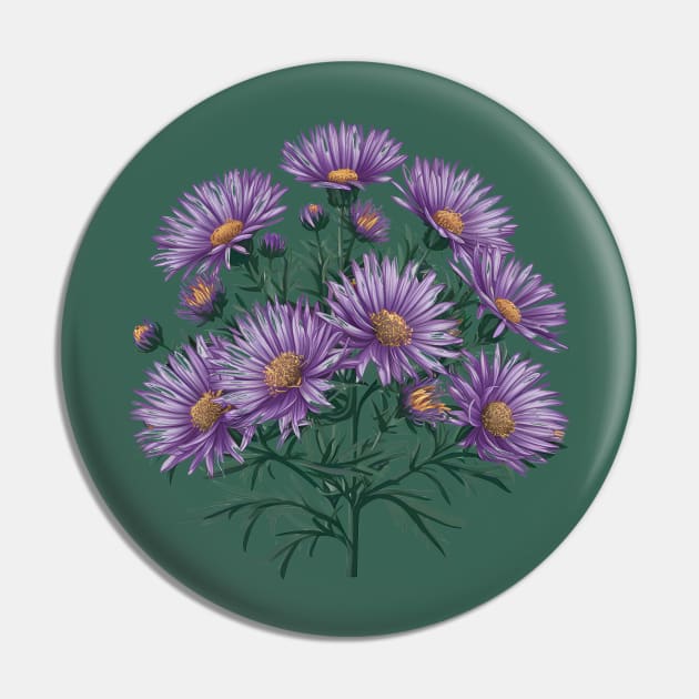 Purple Aster Pin by DelusionTees