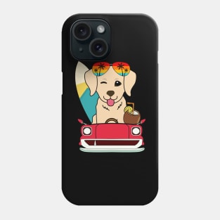 Surfer golden retriever driving to the beach Phone Case