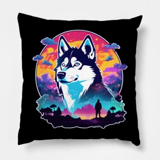 Siberian Husky In The City Pillow