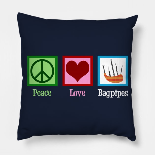 Peace Love Bagpipes Pillow by epiclovedesigns