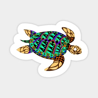 king turtle tortoise tortuga ecopop in mexican colorful patterns Magnet