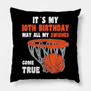 10 Year Old Happy 10th Birthday Basketball 10th Birthday Pillow