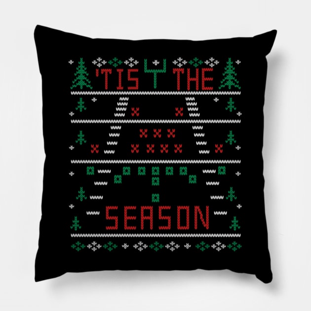 'Tis the Season Football Ugly Christmas Sweater Party Pillow by TeeCreations