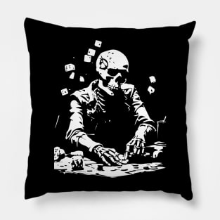 skeleton playing dice Pillow