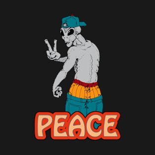 Alien Peace - Cute Alien Posing T-Shirt