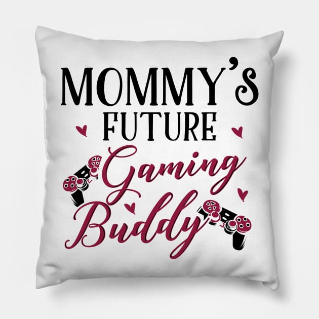 Gaming Mom and Baby Matching T-shirts Gift Pillow by KsuAnn