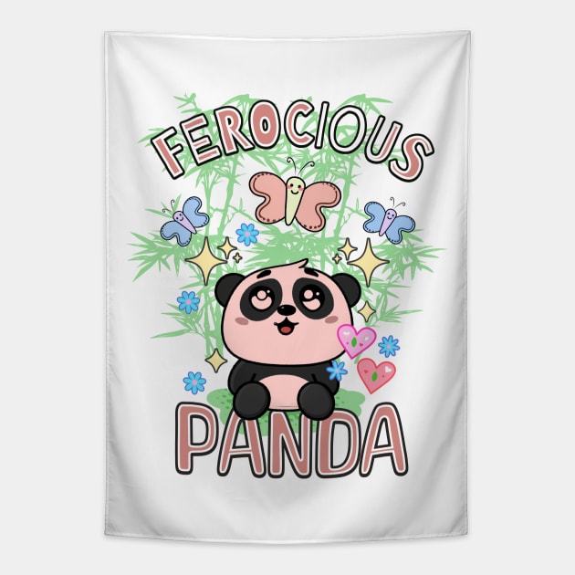 Panda For Kids Ferocious Sweet Panda Japanese Style Bamboos Tapestry by alcoshirts