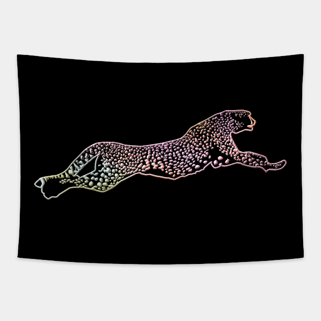 Cheetah Animal Wildlife Forest Nature Chrome Graphic Tapestry by Cubebox