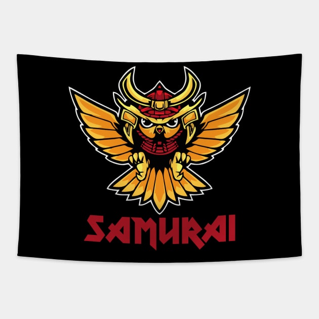 Samurai owl Tapestry by Badganks