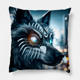 Cyberpunk Wolf (3) - Anthropomorphic Sci fi Wolves Pillow