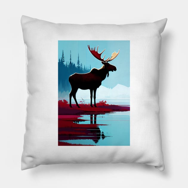 moose art Pillow by TheCartArt