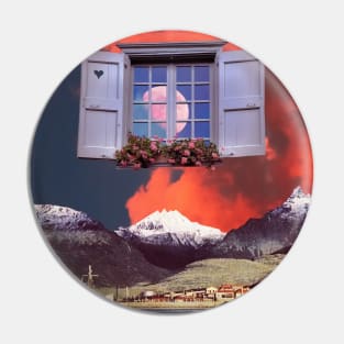 Outside My Window - Surreal/Collage Art Pin