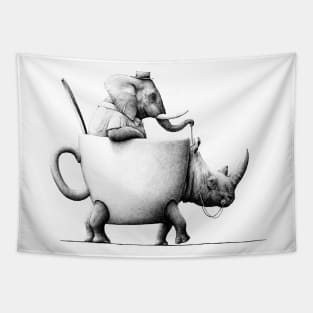 neushoorn en olifant Tapestry