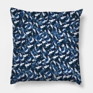 Dark Blue Minimal Abstract Collage Mosaic. Pillow