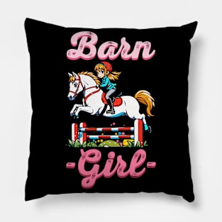 Barn Girl I Equestrian Pony Horse Fan Pillow