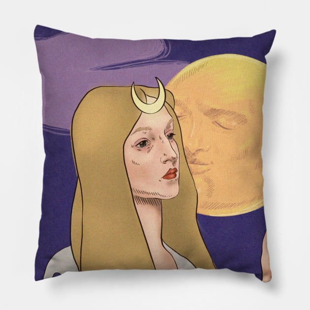 "Diana and the moon" Pillow by Ana La Cadena