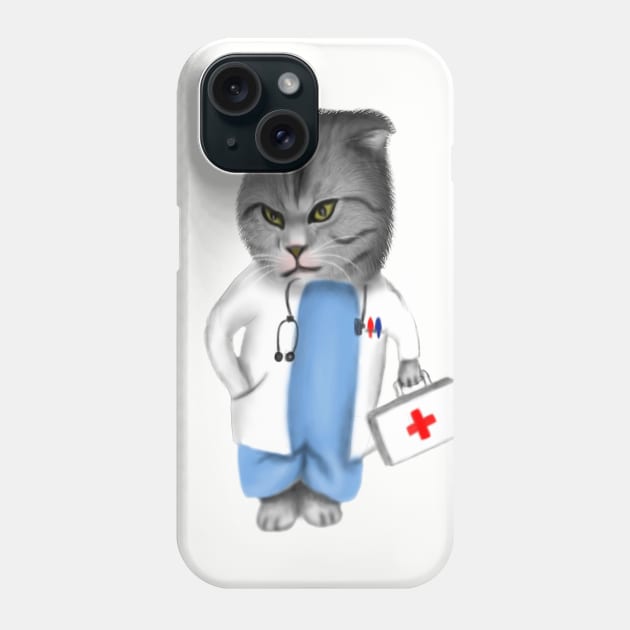 Funny Cat Doctor Phone Case by JackLord Designs 