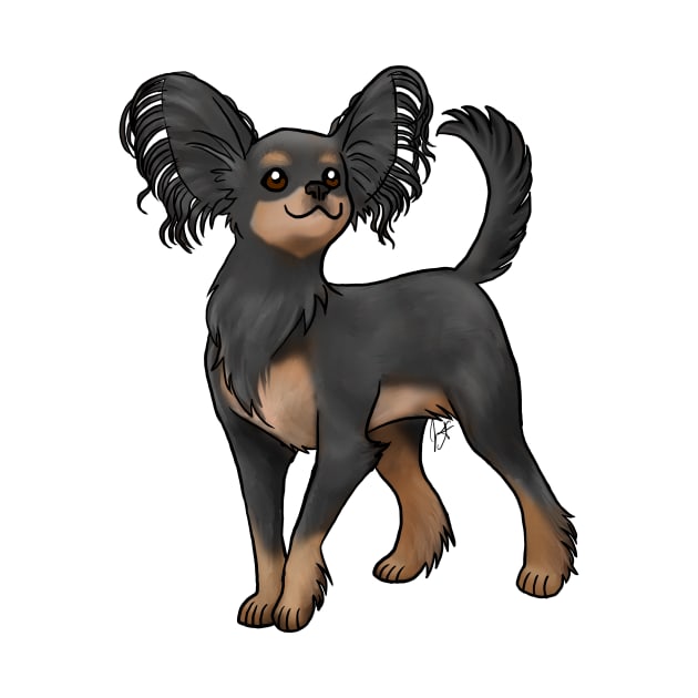 Dog - Russian Toy - Long Hair Black and Tan by Jen's Dogs Custom Gifts and Designs