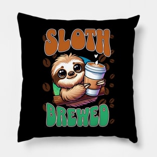 Sloth Brewed - Chilled Coffee Lover Animal design Pillow