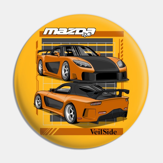 Mazda Veilside Orange and Black Tone Pin by Aiqkids Design