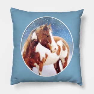 Paint Horse Snow Day Pillow