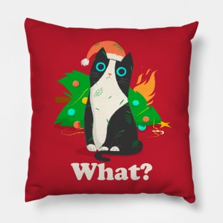 Cat What - Christmas Tree Pillow