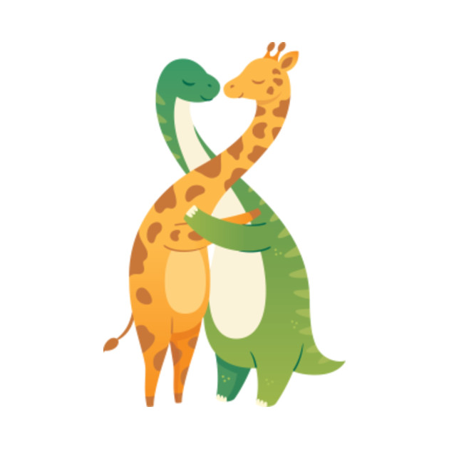 Giraffe Dinosaur Hug - Cute Animal Illustration - Giraffe Dinosaur Hug - Phone Case