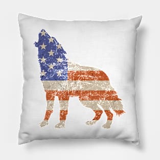 Patriotic Howling Wolf Logo Pillow