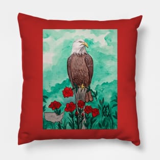 United States National bird and flower, the bald eagle and rose Pillow