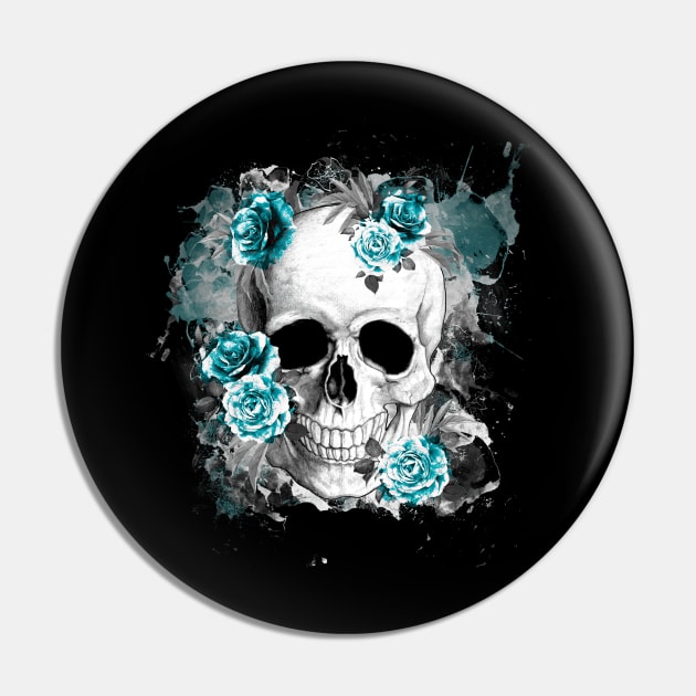 Sage Tribe floral Skull With roses Pin by Collagedream