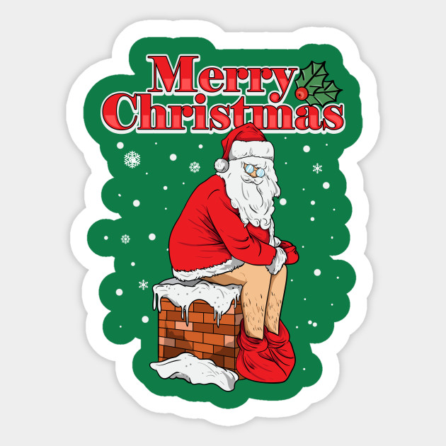 Merry Christmas Santa Clause Chimney Poop - Santa Claus - Sticker