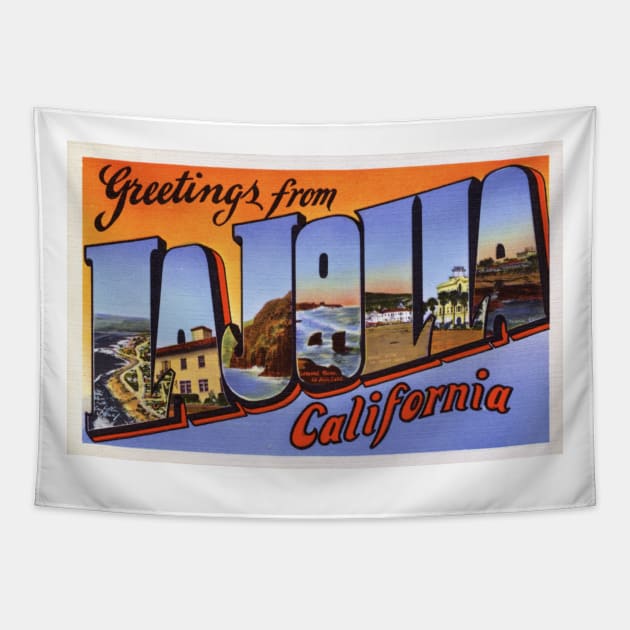 Greetings from La Jolla, California - Vintage Large Letter Postcard Tapestry by Naves