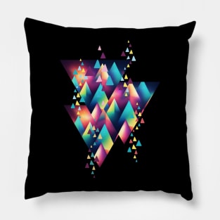 Abstract pattern of multicolored triangles Pillow