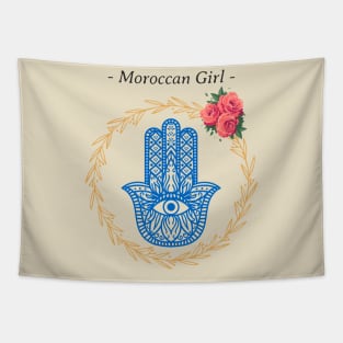 Moroccan Girl Hamsa Evil Eye Tapestry