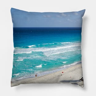 SCENERY 46 - White Sand Blue Water Beach Coast Sky Pillow