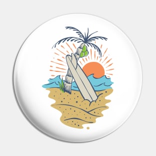 Surfboard and Beach Pin