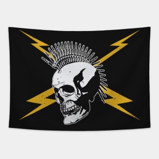 Punk Rock Skeleton with Lightning Bolts Tapestry