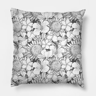 Black and White Flower Design Pillow