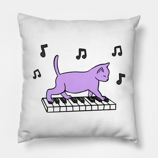 Piano Cat Pillow by Kelly Louise Art